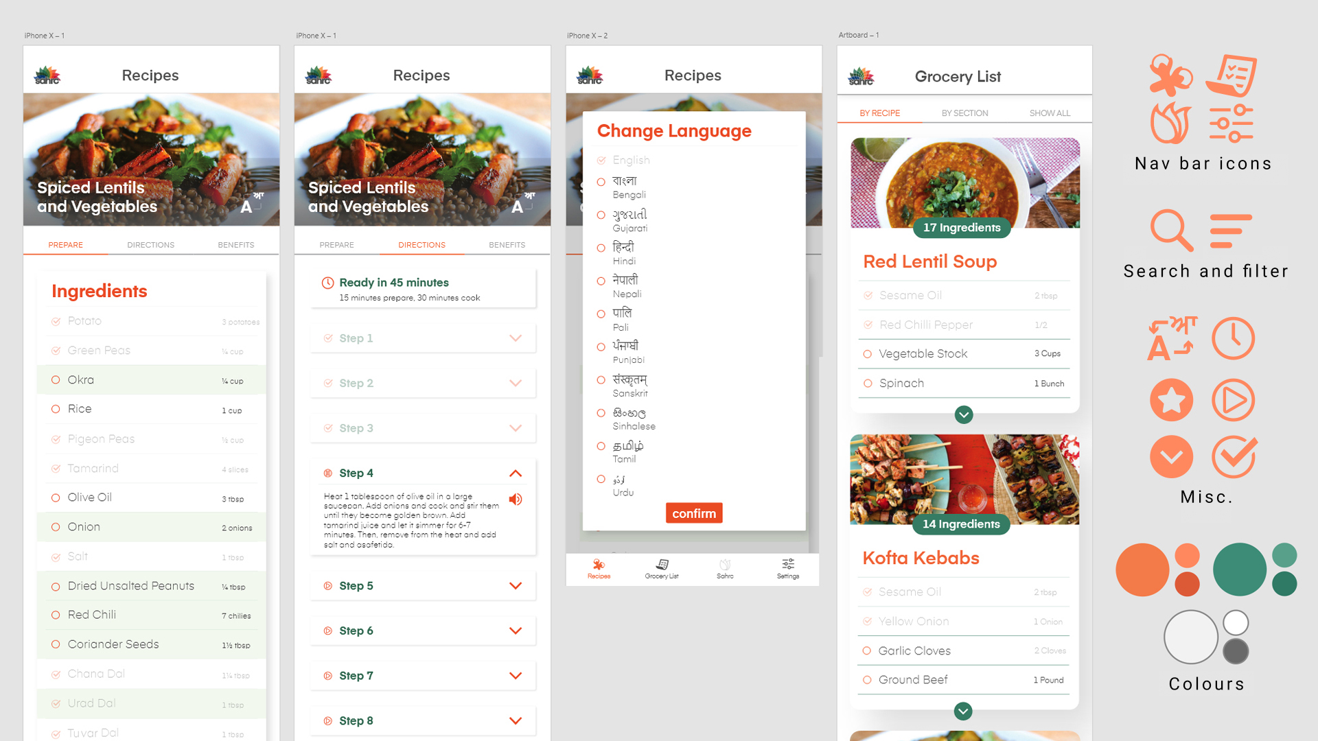Adobe Xd prototype of each screen.
